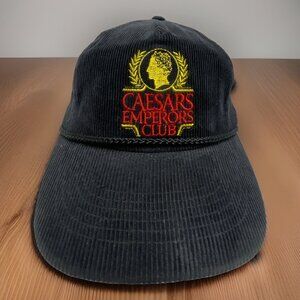 Vintage CAESARS PALACE EMPERORS CLUB SnapBack Hat CORDUROY VEGAS ATLANTIC CITY